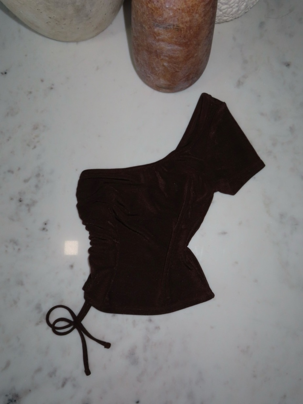 H&M One-Shoulder Brown Women’s Top with adjustable Side string